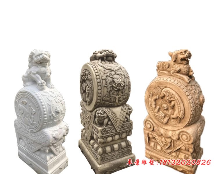 狮子抱鼓石 门口石雕门墩 