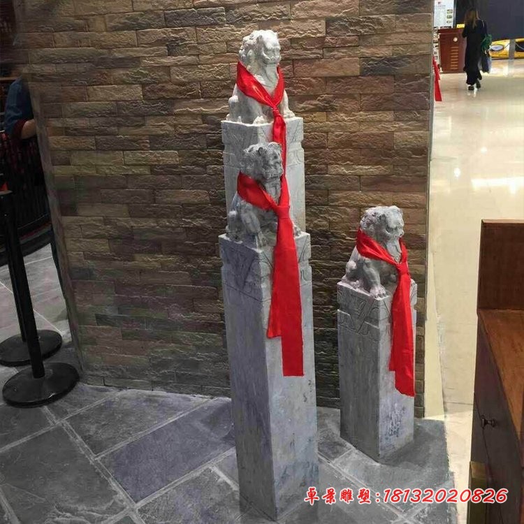 狮子拴马柱公园仿古拴马柱石雕 