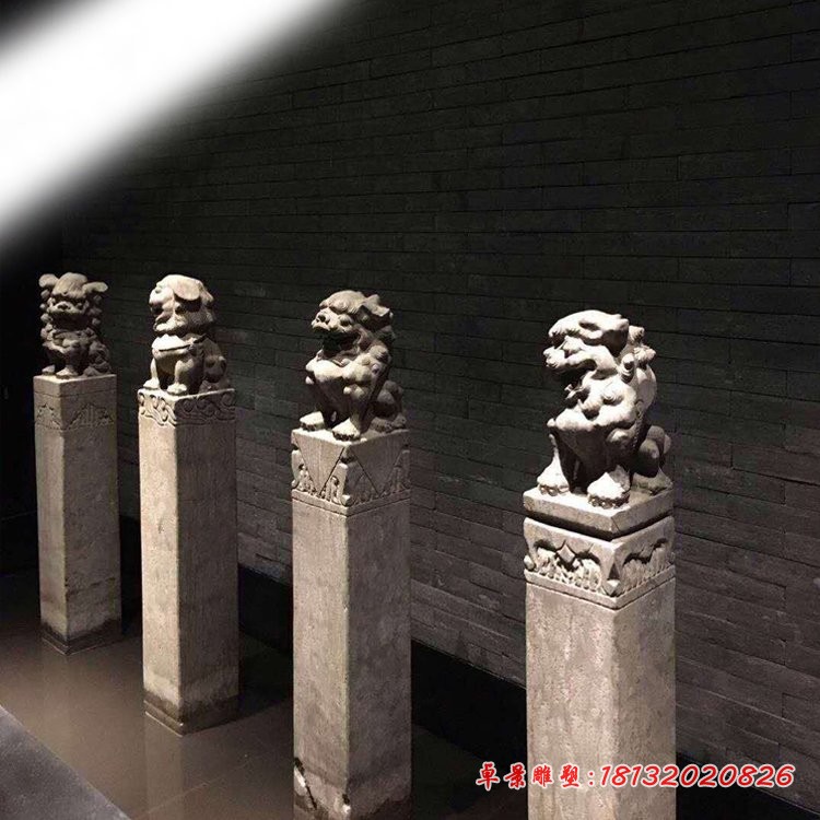 狮子拴马柱公园仿古拴马柱石雕 