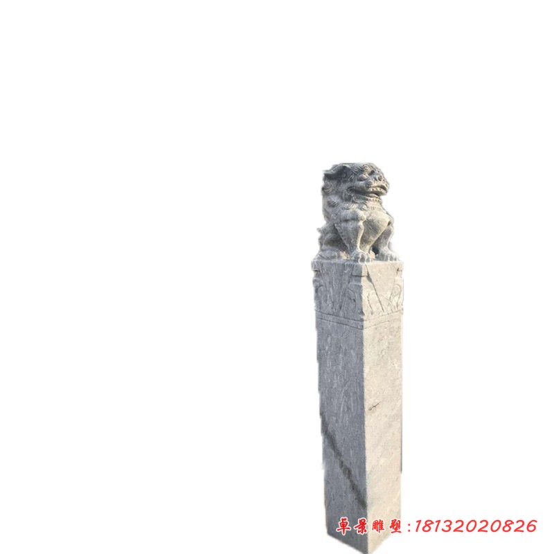 狮子拴马柱公园仿古拴马柱石雕 