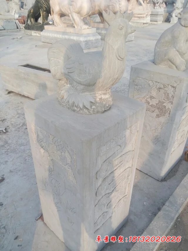 十二生肖石柱雕塑公园景观石雕 (3)