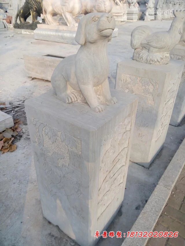 十二生肖石柱雕塑公园景观石雕 (4)