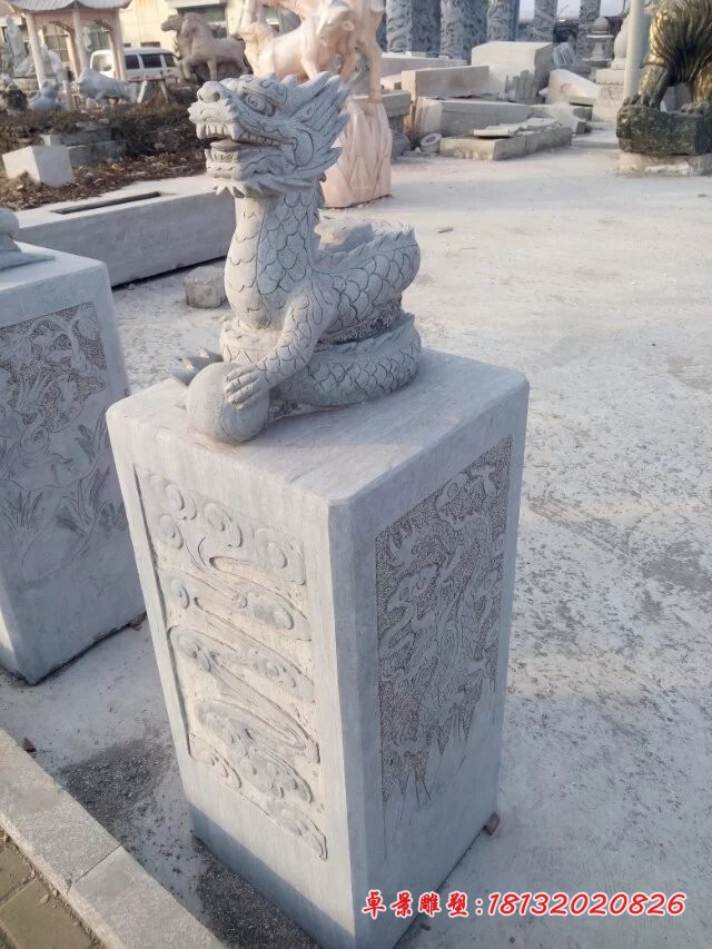 十二生肖石柱雕塑公园景观石雕 (10)