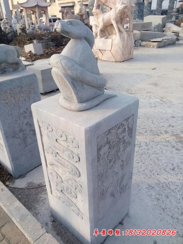 十二生肖石柱雕塑公园景观石雕 (7)