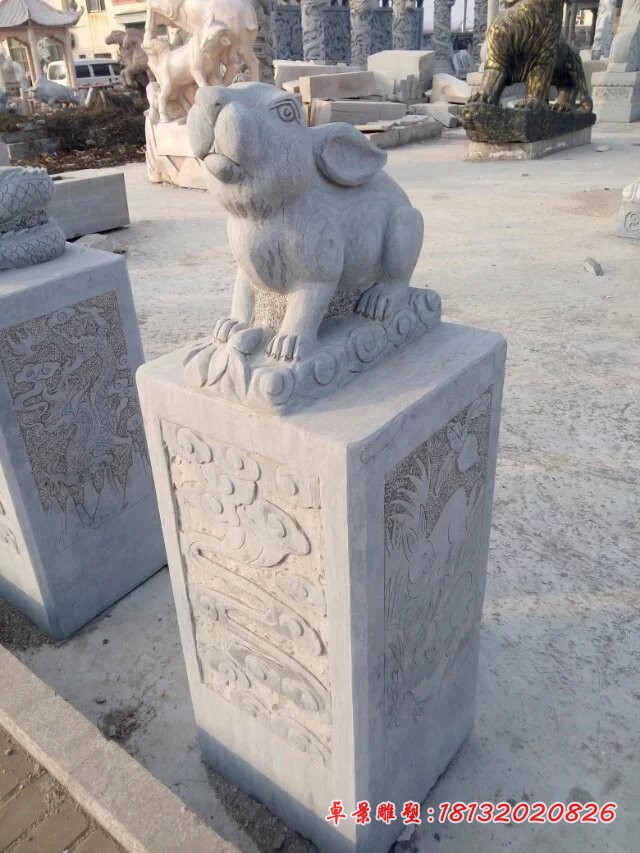 十二生肖石柱雕塑公园景观石雕 (9)