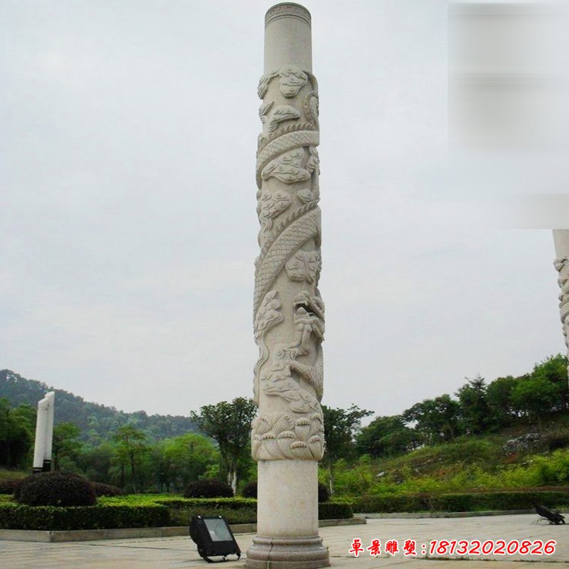 大理石降龙柱  石雕广场景观雕塑