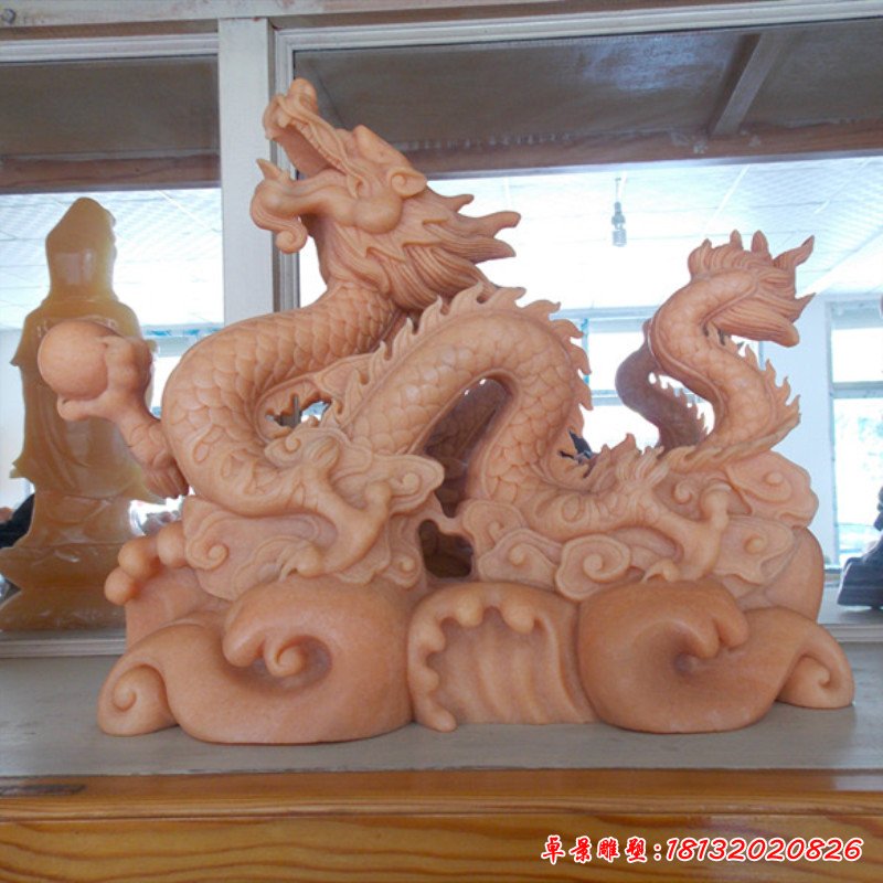 晚霞红生肖龙石雕 (6)