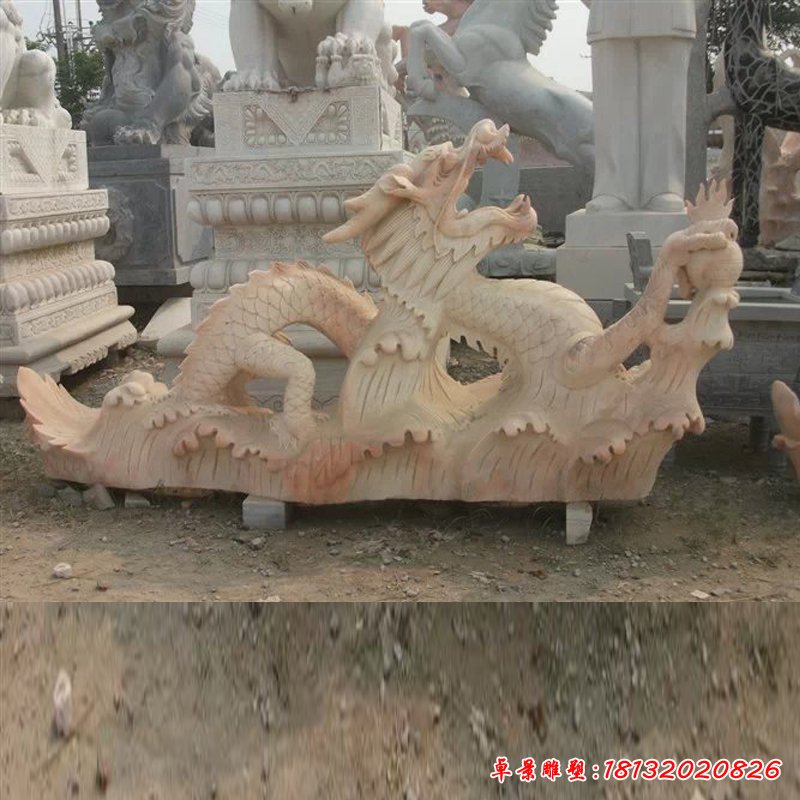 雕塑晚霞红生肖龙石雕 (4)