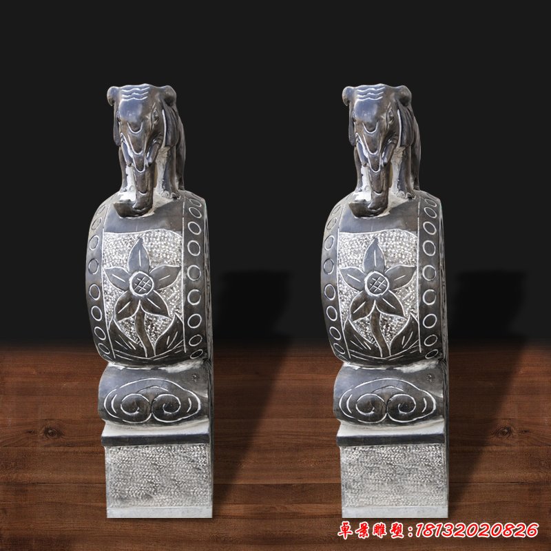 青石仿古大象门墩石雕门口镇宅抱鼓石 (8)