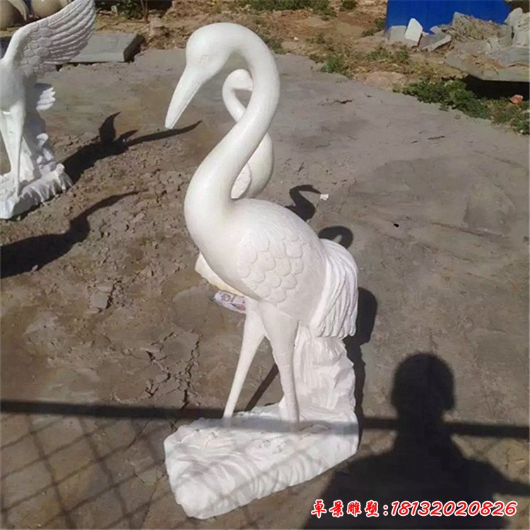 晚霞红石雕凤凰 汉白玉石雕仙鹤 楼顶镇宅吉祥鸟天鹅摆件72038