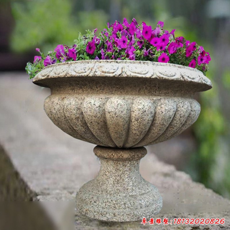 小型石花盆，景观花盆石雕