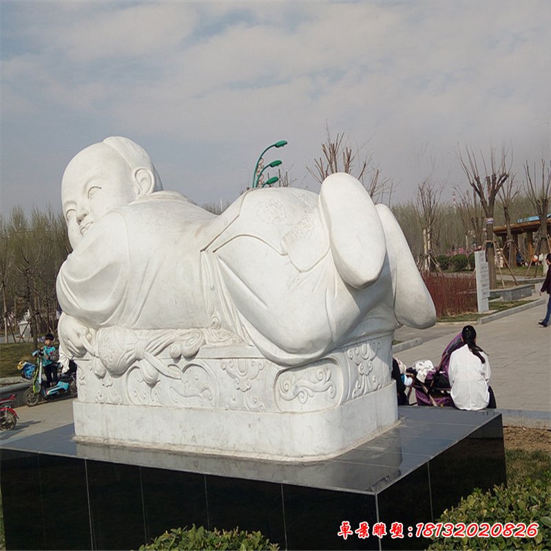 汉白玉爬行儿童   石雕广场景观摆件 (2)