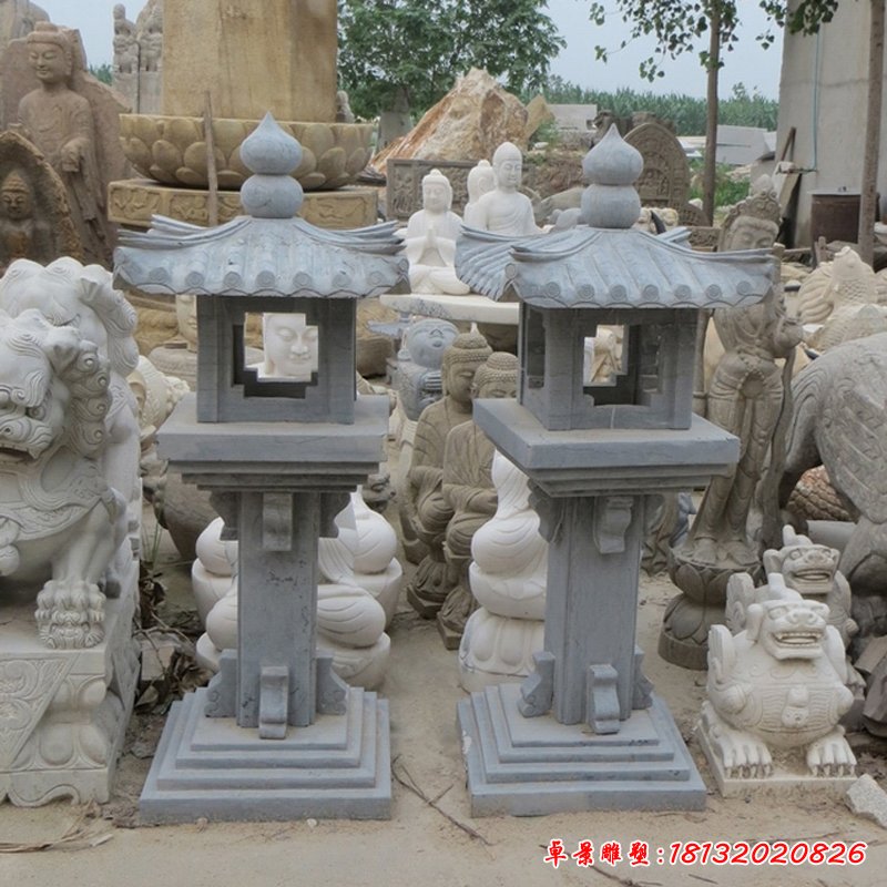 石雕古代石灯雕塑大理石宫灯 (1)