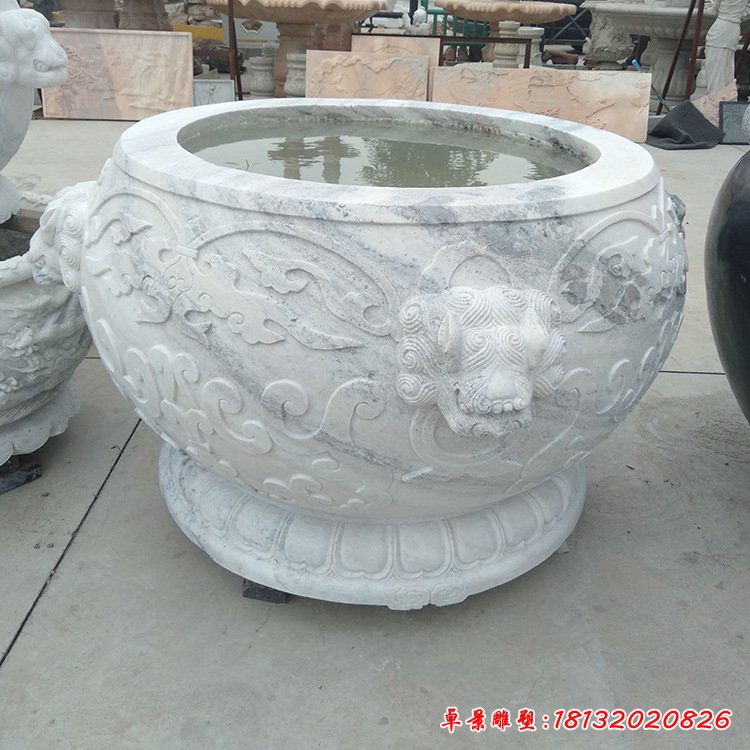 圆口鱼缸石雕 (17)