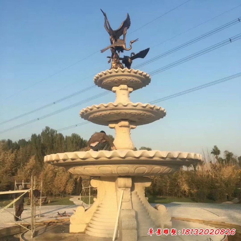 大型欧式仙鹤喷泉石雕