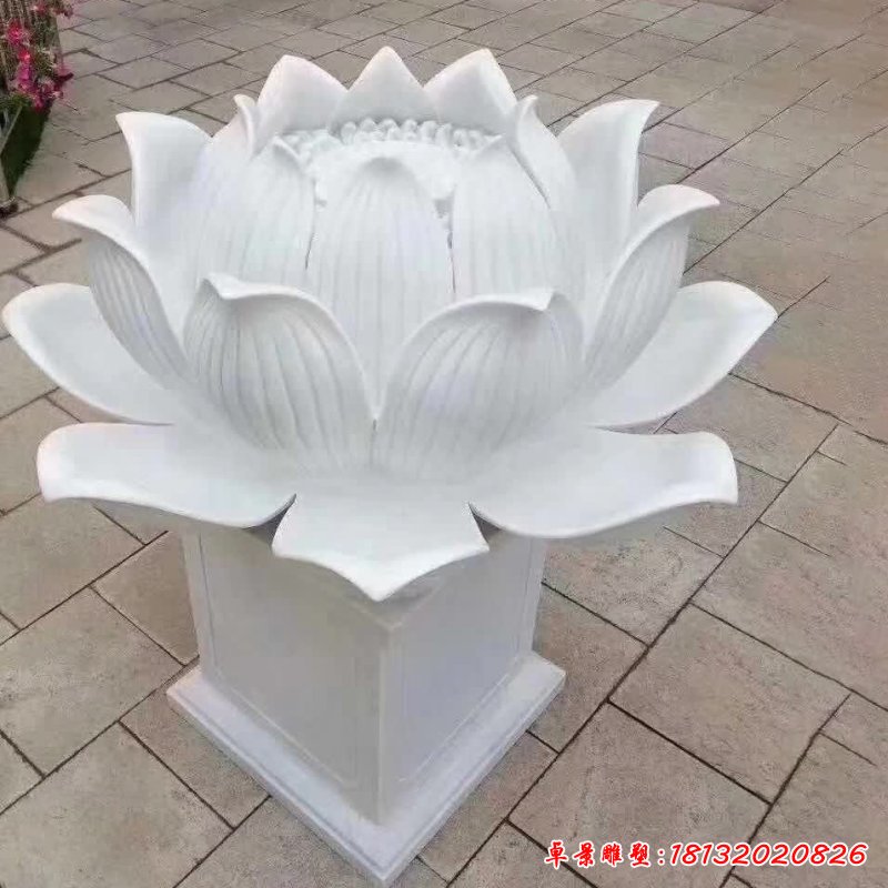 汉白玉荷花雕塑
