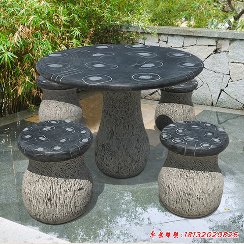 大理石桌凳，圆形石桌凳 (1)