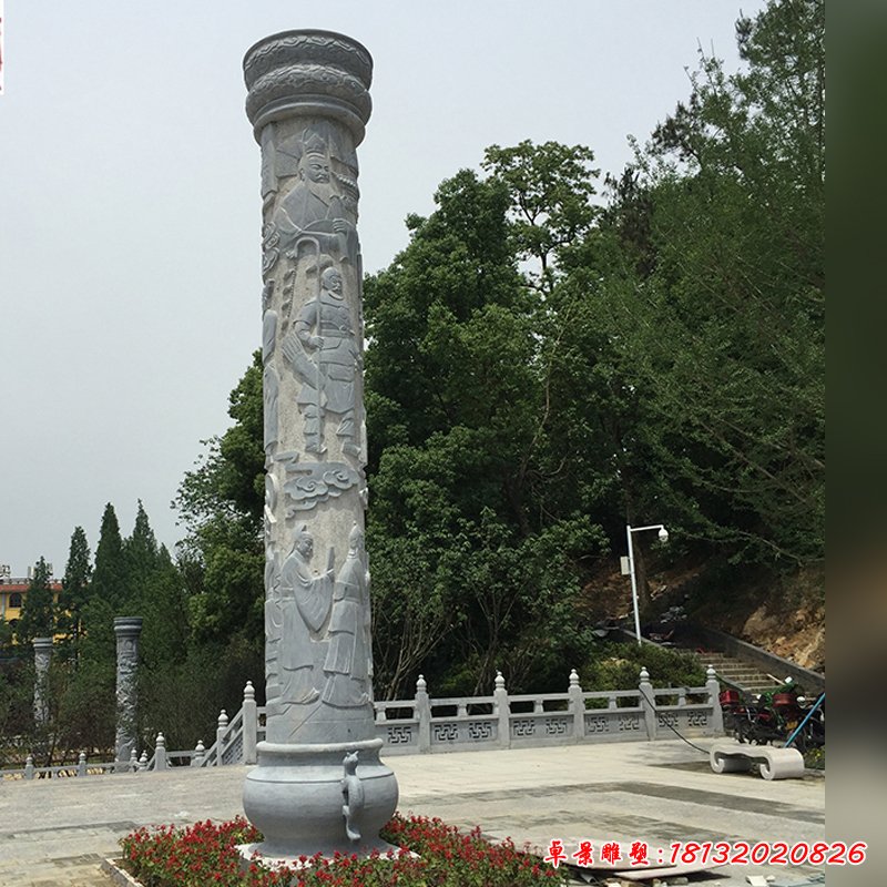 龙浮雕石雕柱大理石龙柱 (2)