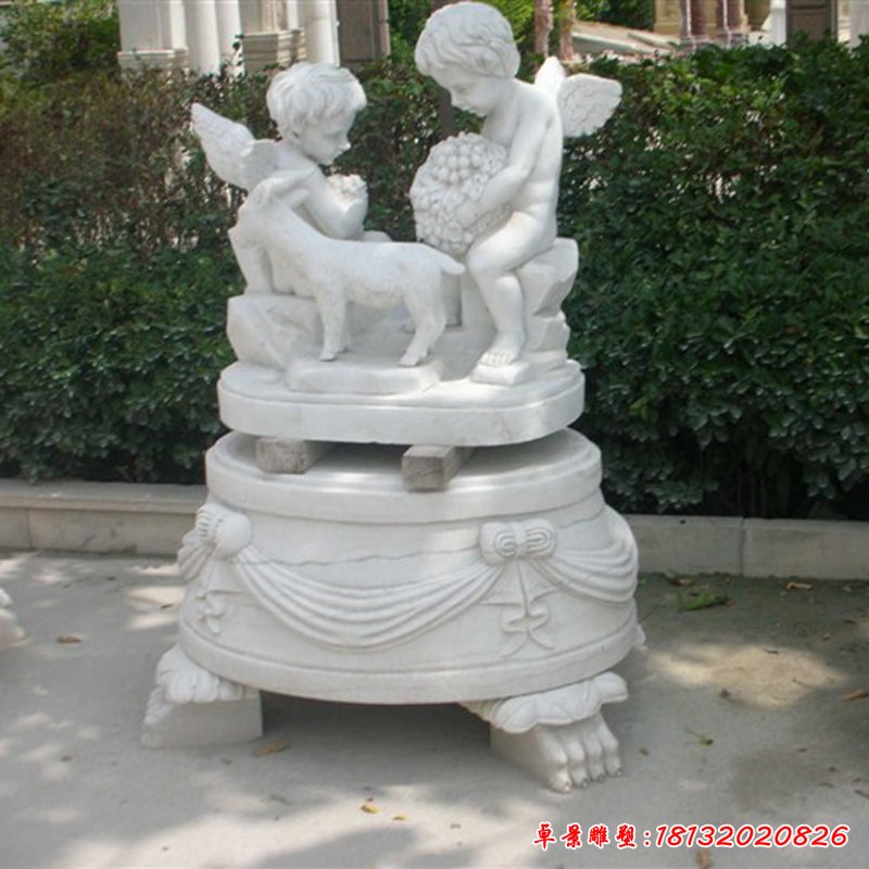 西方天使雕塑，汉白玉小孩石雕