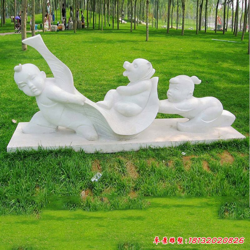 大理石玩耍  石雕公园人物摆件