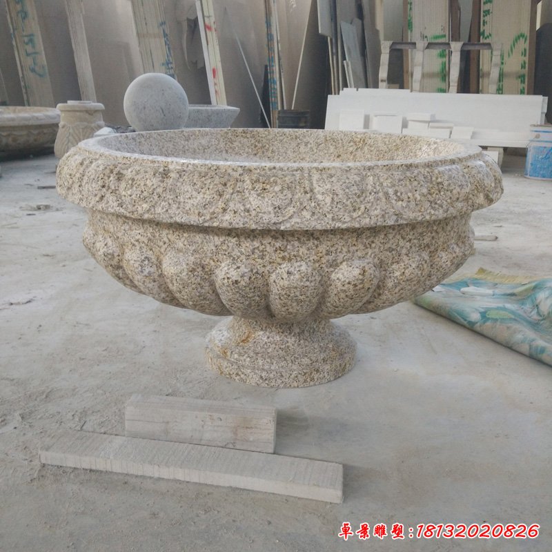 石雕花盆 公园花岗岩花盆石雕 (6)