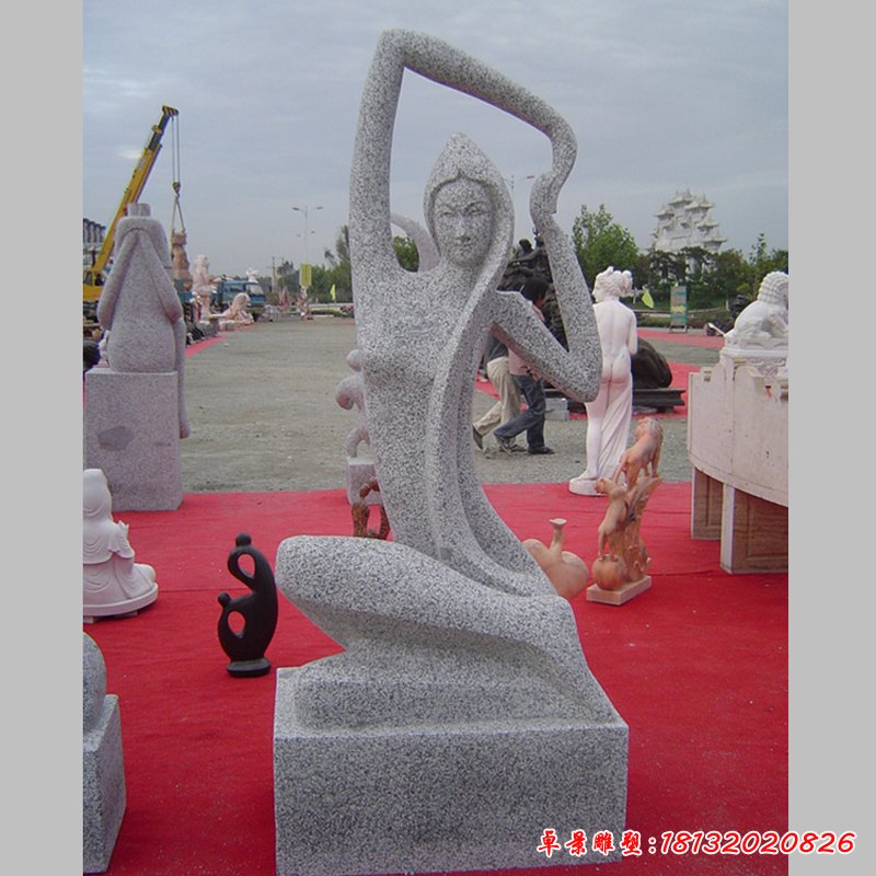 瑜伽美女石雕，公园抽象人物石雕