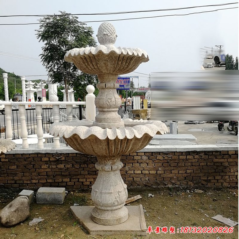 景大理石双层喷泉   石雕广场景观雕塑 (1)