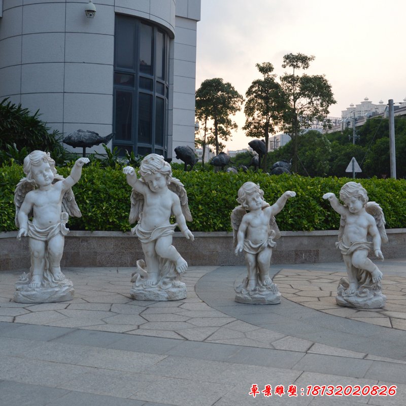 汉白玉提灯天使石雕 公园西方人物石雕 (5)
