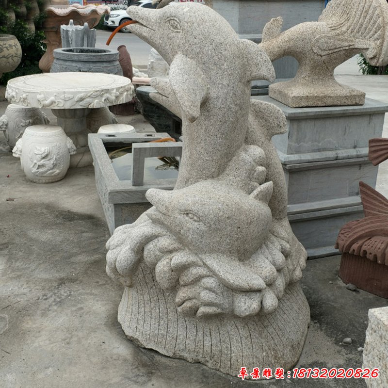 大理石鲸鱼   石雕公园动物摆件 (5)