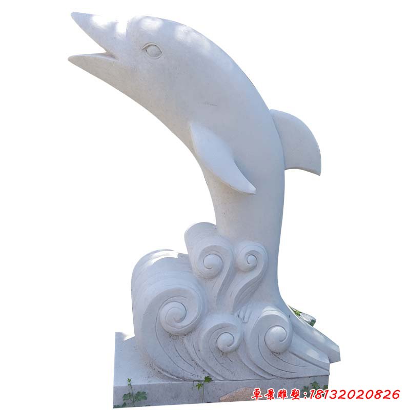 大理石鲸鱼  石雕公园动物摆件 (2)