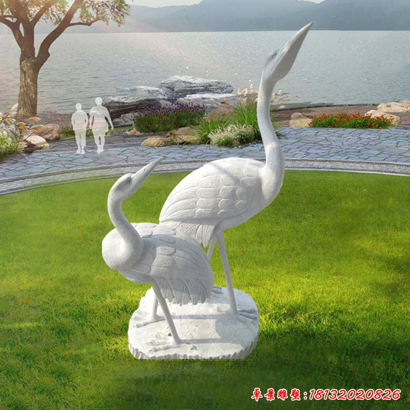 大理石仙鹤雕塑 (2）