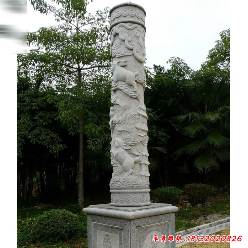 大理石盘龙柱  石雕广场景观雕塑