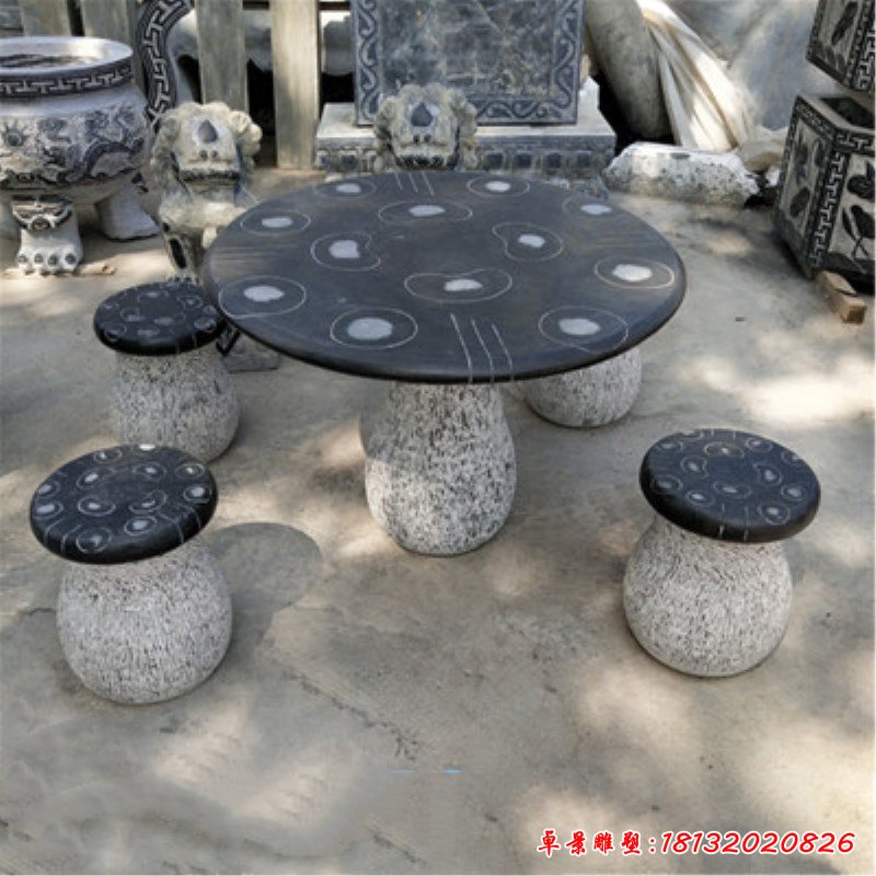 仿古石桌凳，圆形石桌凳 (1)