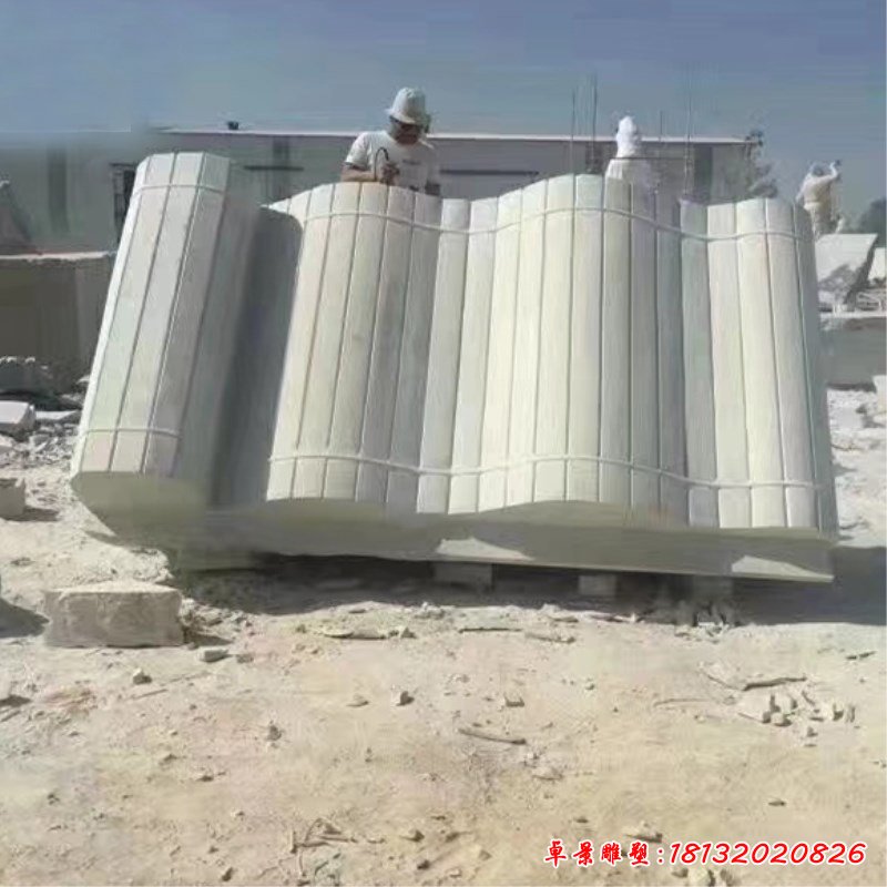 大理石竹简，校园景观石雕 (3)