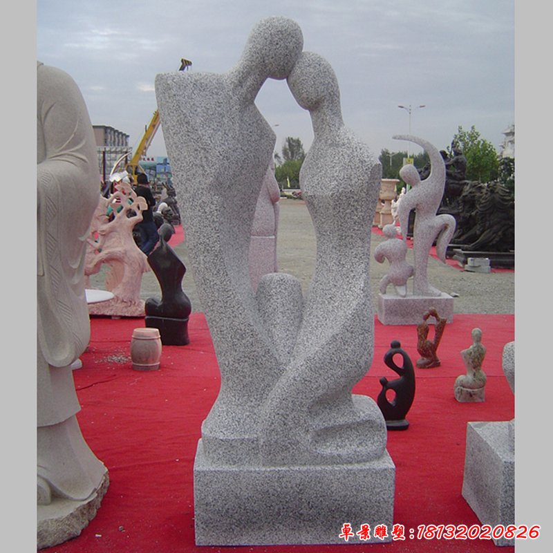 大理石情侣抽象雕塑   石雕公园人物雕塑
