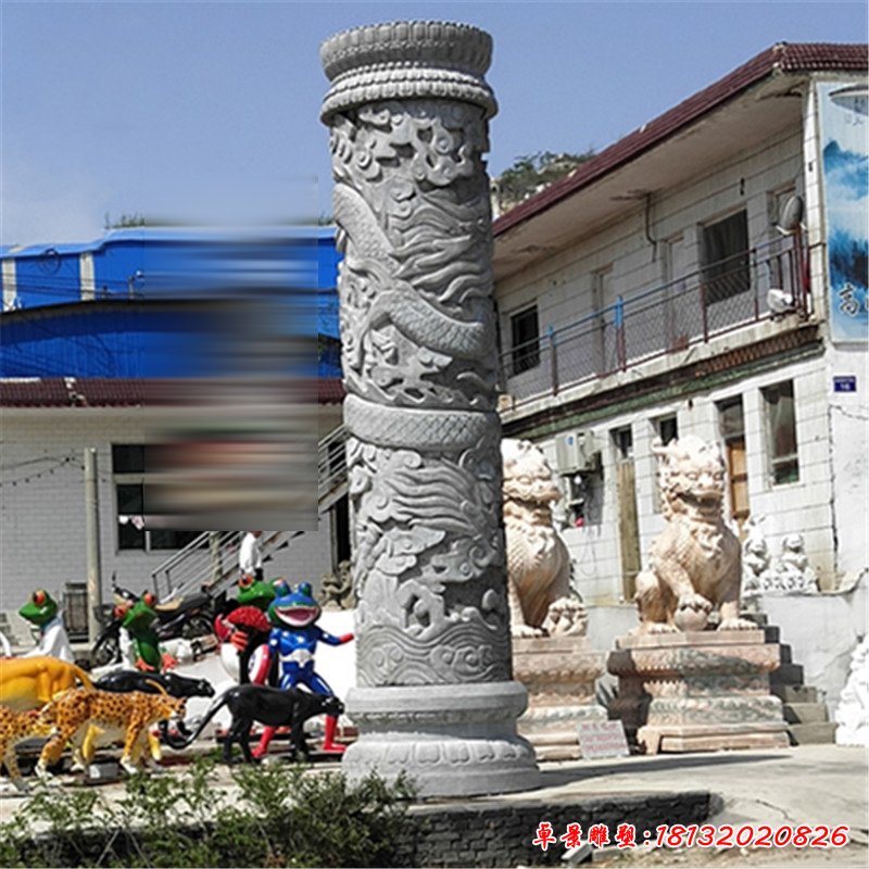 大理石降龙柱  石雕广场景观雕塑2