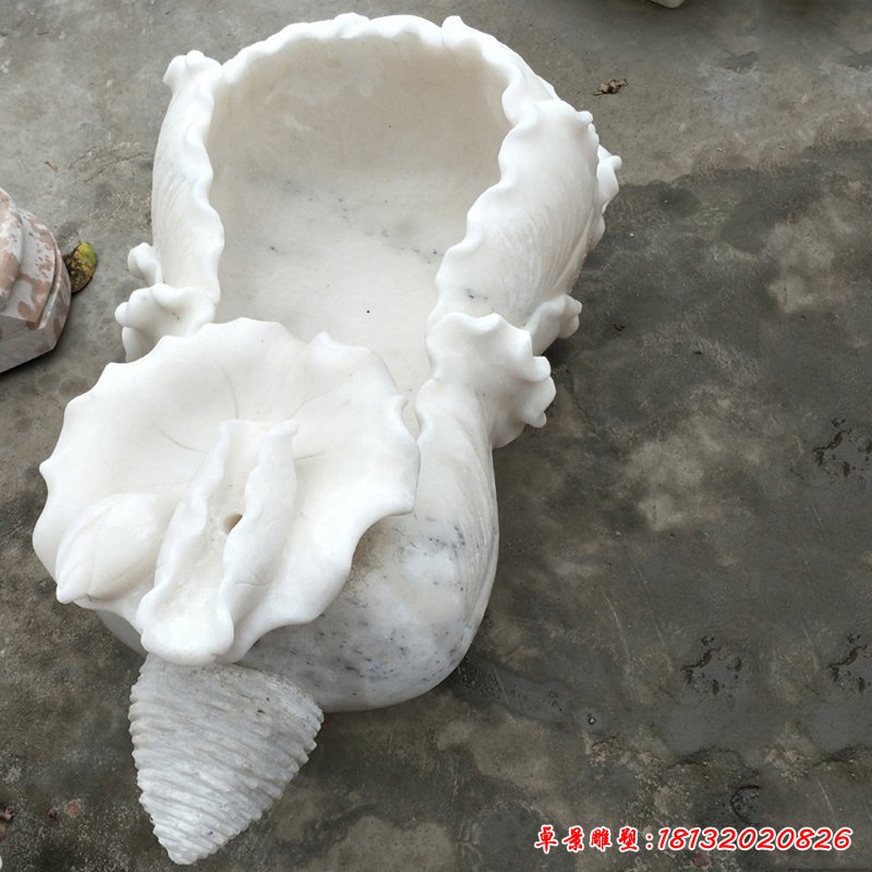 汉白玉莲花水缸   石雕小区景观摆件 (4)