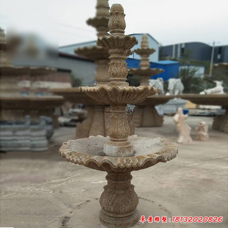 大理石三层喷泉  石雕广场景观雕塑