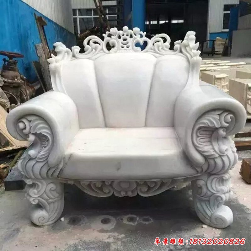 欧式沙发石雕，汉白玉石雕沙发 (2)