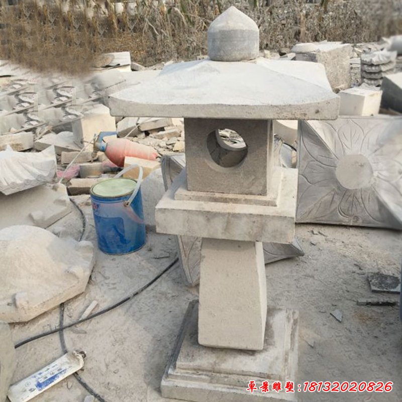 青石宫灯雕塑 公园石雕灯 (9)