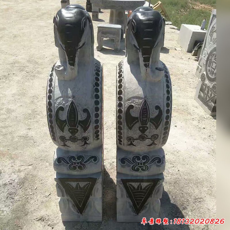 麒麟浮雕抱鼓石 仿古门墩石雕 (7)