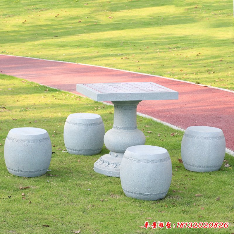 大理石圆桌凳公园桌凳石雕 - 副本