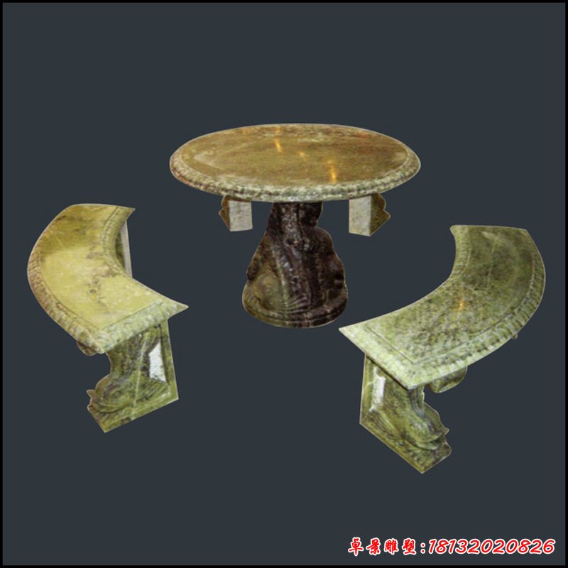 大理石花纹桌椅 石雕小区景观雕塑 (2)