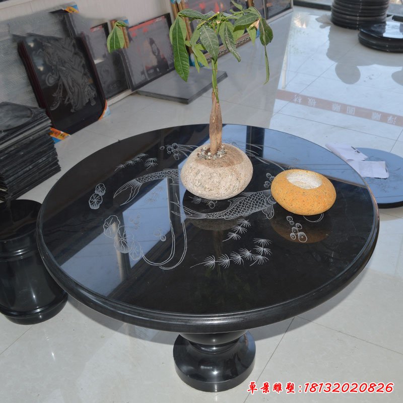 大理石花纹桌椅 石雕小区景观雕塑