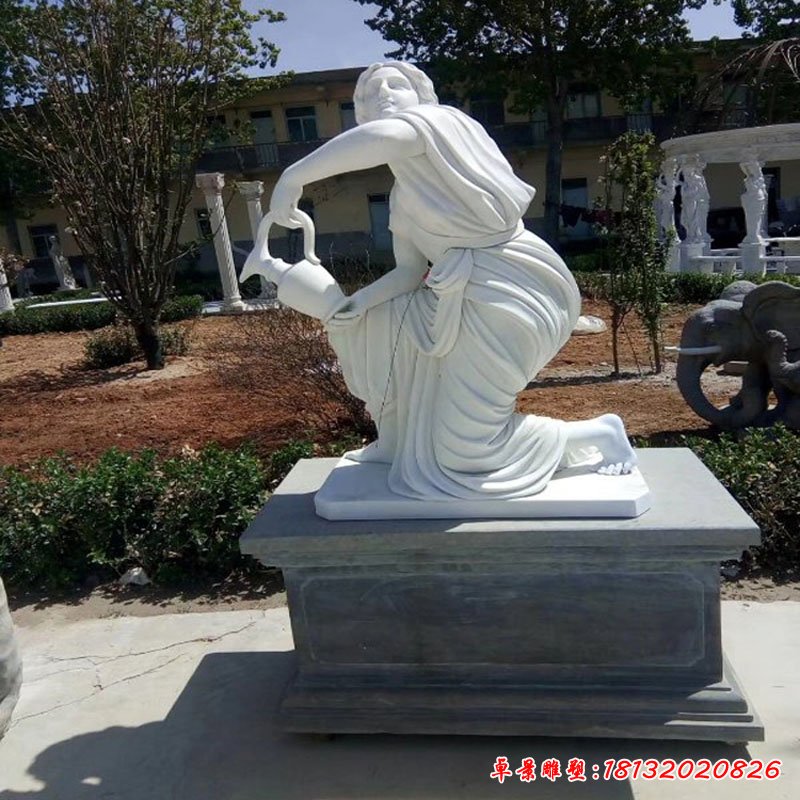 大理石浇花美女  石雕广场人物雕塑