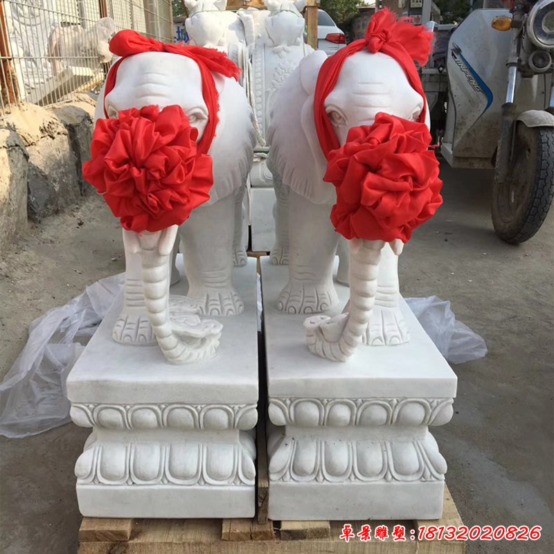 汉白玉小象石雕 (9)