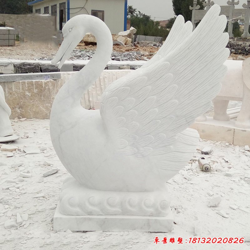 天鹅喷泉石雕，小区景观石雕 (1)