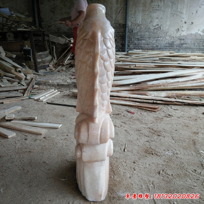 大理石鲤鱼喷泉  石雕公园动物摆件