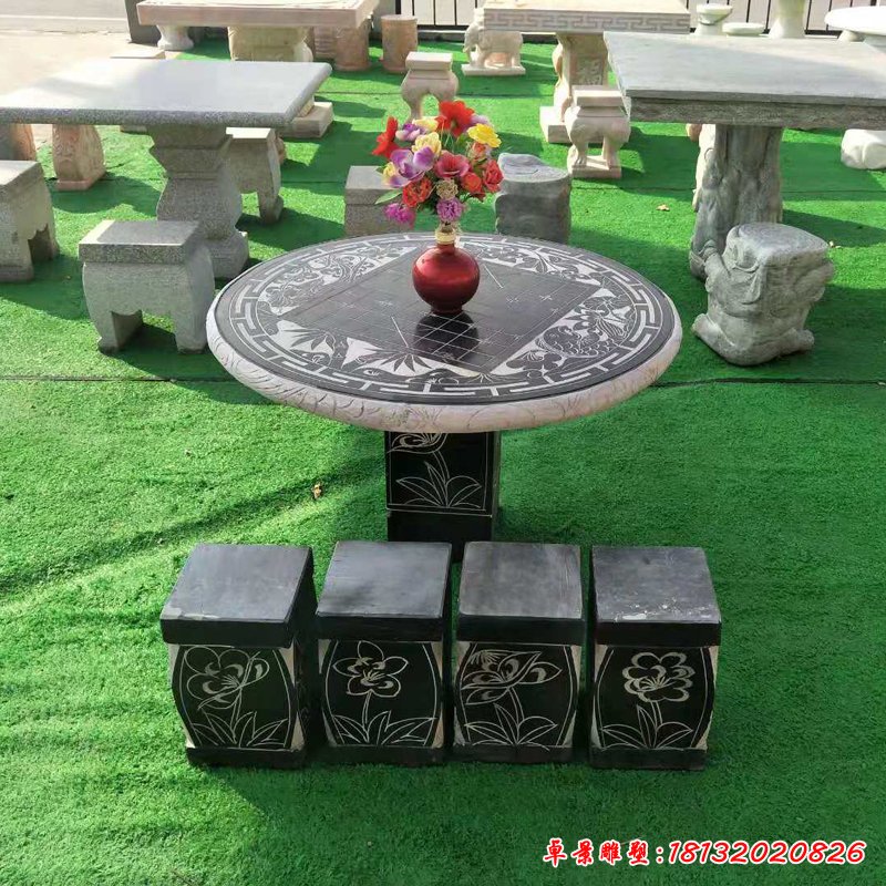 大理石围棋桌椅 石雕公园景观摆件