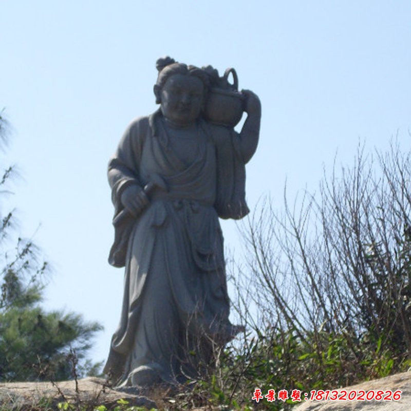 蓝采和石雕，石雕八仙雕塑